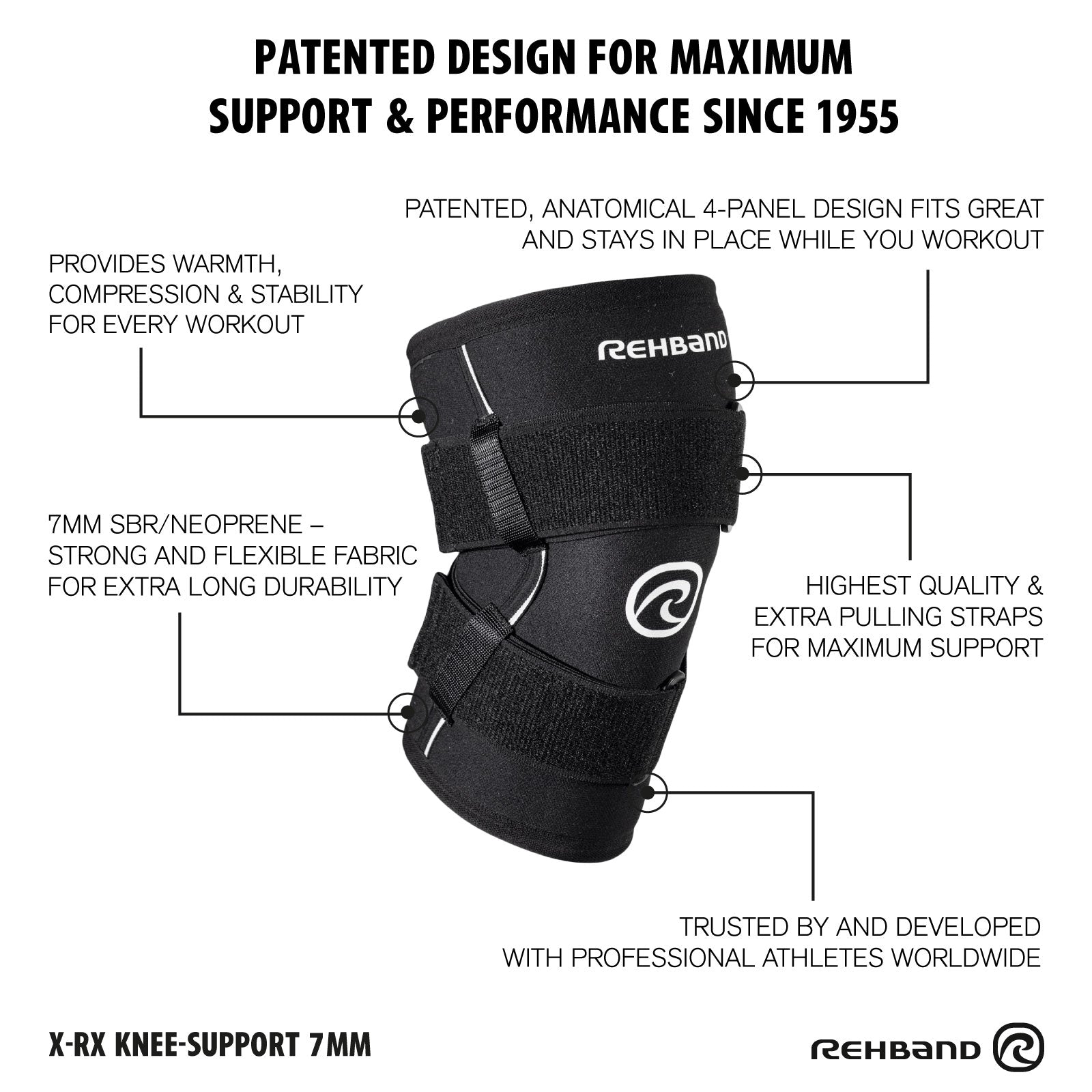 X-RX Knee Support 7mm with Straps